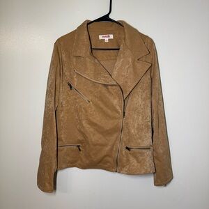 Mazik Tan Asymmetrical Moto Bomber Jacket